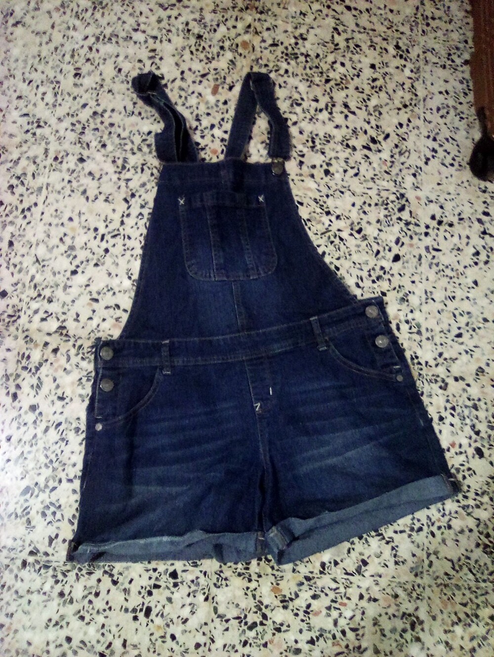 Wallflower Dark Blue Denim Short Overalls